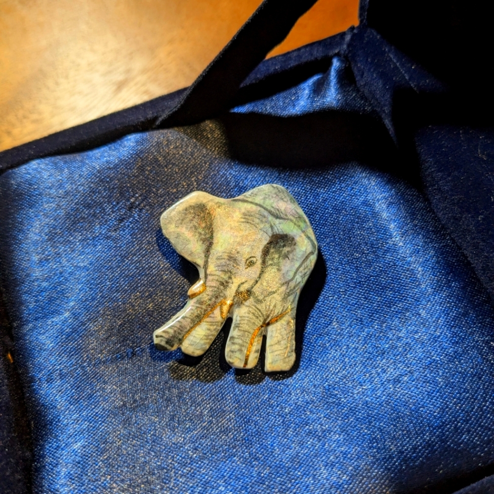 Vintage Ceramic Elephant Brooch